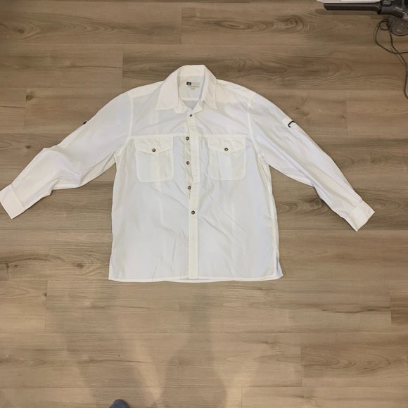 Men's White Tilley button down long sleeve shirt size Large - Picture 1 of 8
